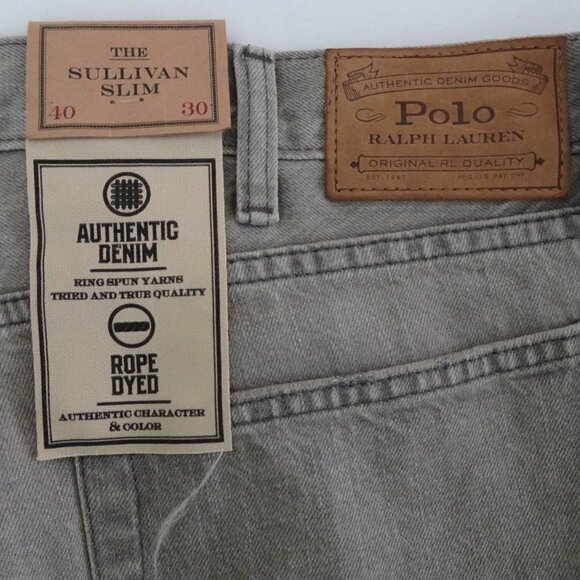 Polo Ralph Lauren Jeans Men's 40x30 Sullivan Slim Distressed Repaired Gray Denim - Picture 6 of 9